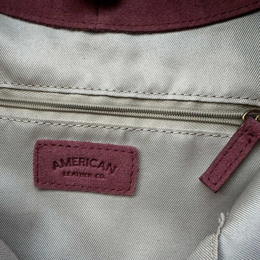 American Leather Co Gables Hobo Suede Shoulder Bag in Cordovan Red Slouchy Purse